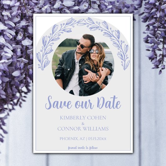 Save The Date Periwinkle Garland Photo Enregistrer la date