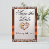 Save The Date Perle élégante, ruban de cuivre et étincelle (Debout devant)