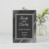 Save The Date Perles noires et blanches rétro avec photo (Debout devant)