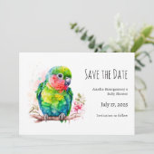 Save The Date Perroquet vert - Bébé mignon oiseau (Debout devant)