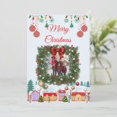 Save The Date Personalized Family Christmas Photo Card (Debout devant)