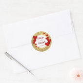 Save the Date, Personalized Wedding Red Hearts Ronde Sticker (Envelop)