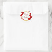 Save the Date, Personalized Wedding Red Hearts  Ronde Sticker (Tas)