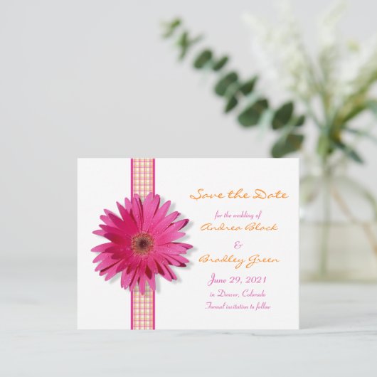 Save The Date Personnalisable Gerbera Rose Daisy Enregistrer la  (Debout devant)