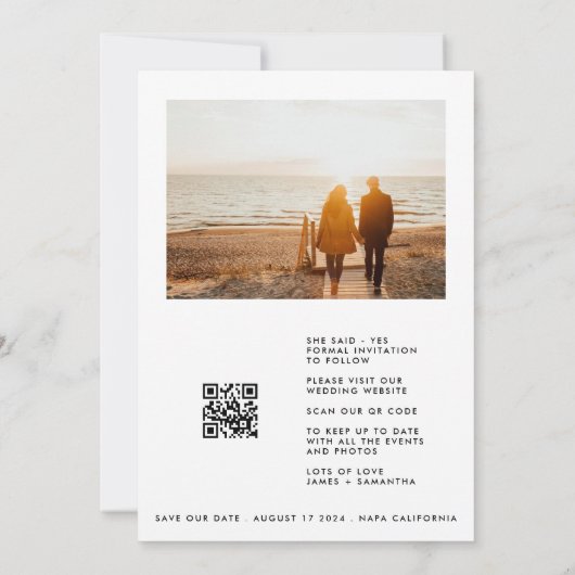 Save The Date Personnalisable Moderne Multi Photo Qr Code (Dos)