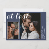 Save The Date Personnalisé 2 photos à dernier bleu marine (Devant)