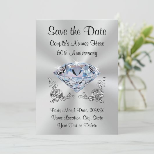 Save The Date Personnalisé 60e anniversaire Enregistrer les cart (Debout devant)