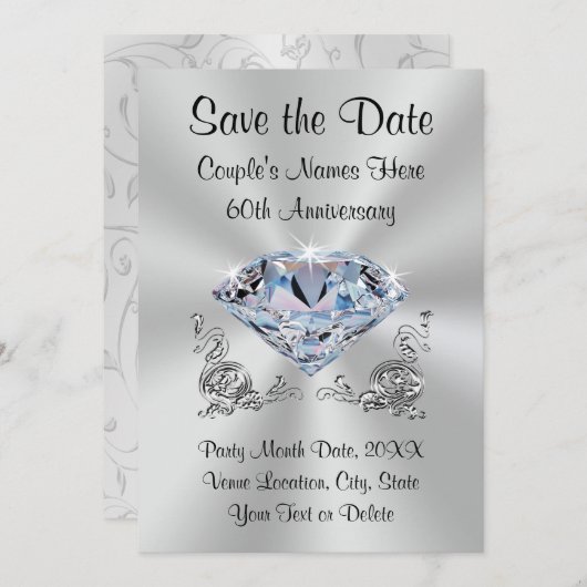Save The Date Personnalisé 60e anniversaire Enregistrer les cart (Devant / Derrière)