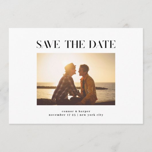 Save The Date Personnalisé | Cadres photos en gras Texte moderne (Devant)