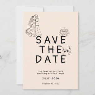 Save The Date Personnalisé Simple avec Illustration de la Mariée