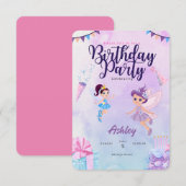 Save The Date Personnaliser Anniversaire de enfant des fées rose (Devant / Derrière)