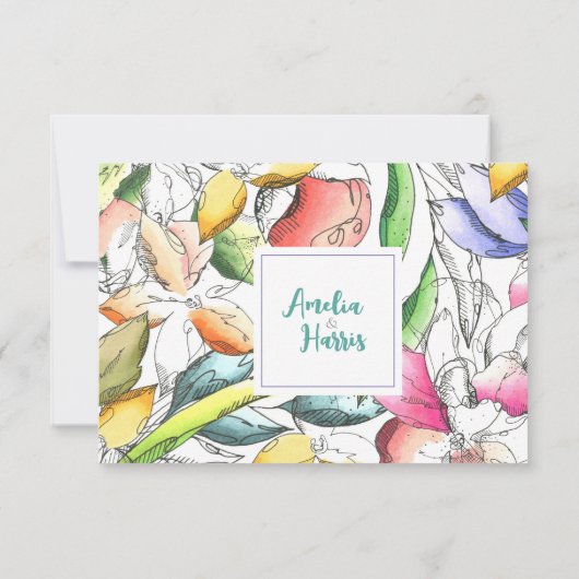 Save The Date Personnaliser Floral Outded Enregistrer la date (Dos)