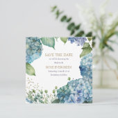 Save The Date Personnaliser Hydrangea Bleue pour Enterrement de  (Debout devant)