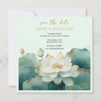 Save The Date Personnaliser mariage Enregistrer la date Lotus or