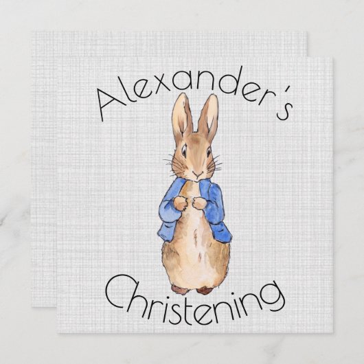 Save The Date Personnaliser Pierre le lapin Christening (Devant / Derrière)