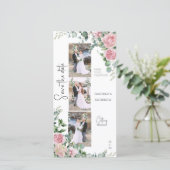 Save The Date Pétales Chics Rose Rose Eucalyptus Bande Photo (Debout devant)