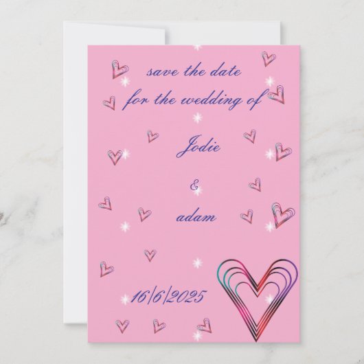 Save The Date petit coeur coloré mignon (Devant)