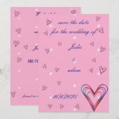 Save The Date petit coeur coloré mignon (Devant / Derrière)