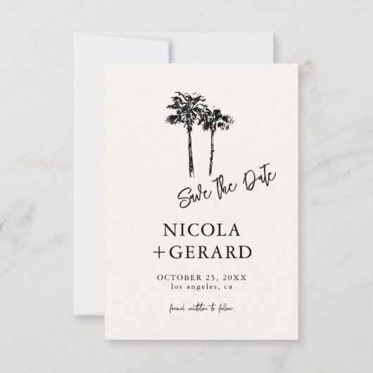 Save The Date Petit Mariage Tropical tiré à la main (Devant)