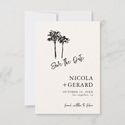 Save The Date Petit Mariage Tropical tiré à la main (Devant)