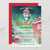 Save The Date Petit pingouin mignon Noël Jour de fête (Devant / Derrière)