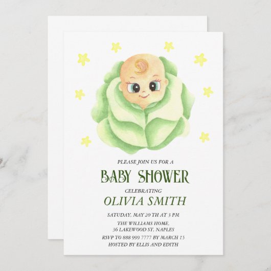 Save The Date Petite fille Baby shower (Devant / Derrière)