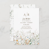 Save The Date Petite Fleur sauvage Monogramme Enregistrer la dat (Devant / Derrière)