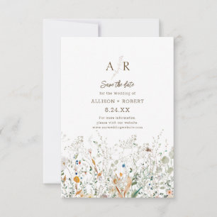 Save The Date Petite Fleur sauvage Monogramme Enregistrer la dat