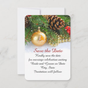 Save The Date Petites boules de Noël Sauvez la date