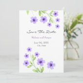 Save The Date Petites fleurs d'aquarelle violette (Debout devant)