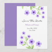 Save The Date Petites fleurs d'aquarelle violette (Devant / Derrière)