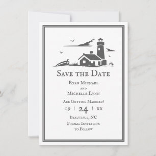Save The Date Phare et bateau Nautique Plage de mer Mariage