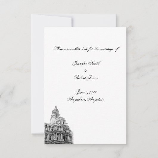 Save The Date Philadelphie Destination Mariage Enregistrer la da (Devant)