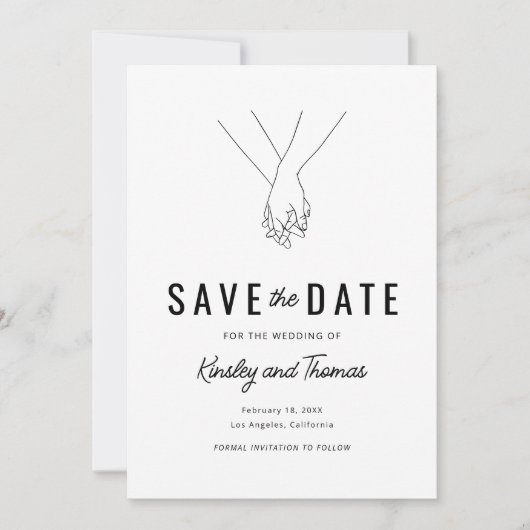 Save The Date Photo À Main Moderne Enregistrer La Date (Devant)