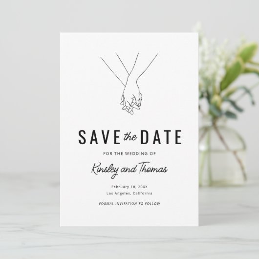 Save The Date Photo À Main Moderne Enregistrer La Date (Debout devant)