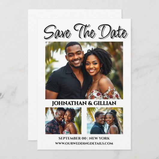 Save The Date Photo afro-américaine enregistrer la date tendance (Devant / Derrière)