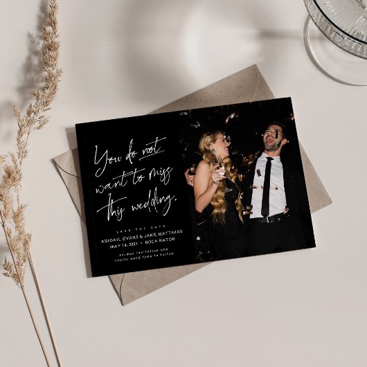Save The Date Photo amusante tendance noir blanc