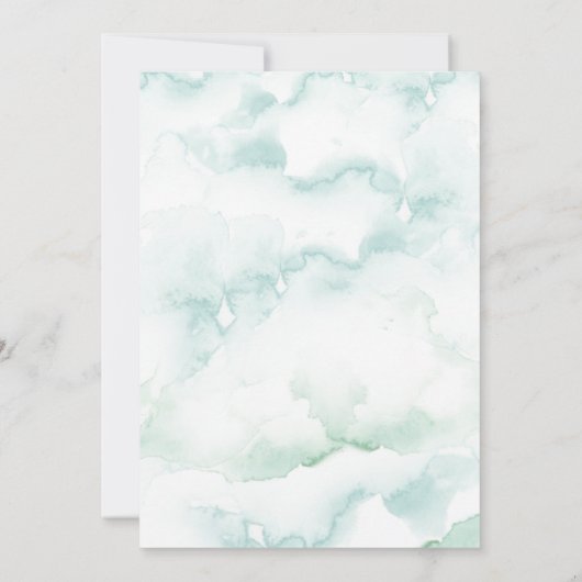 Save The Date Photo, Aquarelle bleu, turquoise et vert (Dos)