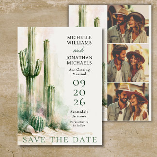 Save The Date Photo Aquarelle Cactus Désert Sud-Ouest 3