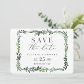 Save The Date photo aquarelle feuillue enregistrer la date (Debout devant)