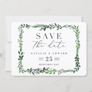 Save The Date photo aquarelle feuillue enregistrer la date