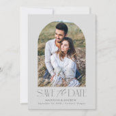 Save The Date Photo Arc gris moderne simple (Devant)