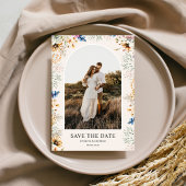 Save The Date Photo Arch Botanical Floral Enregistrer la date