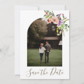 Save The Date Photo Arch Mariage tendance Sage Green Boho Fleurs (Dos)