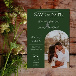 Save The Date Photo Arch Moderne Emerald Green Enregistrer la