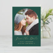 Save The Date Photo Arch QR Code Emerald Green Gold Script (Debout devant)