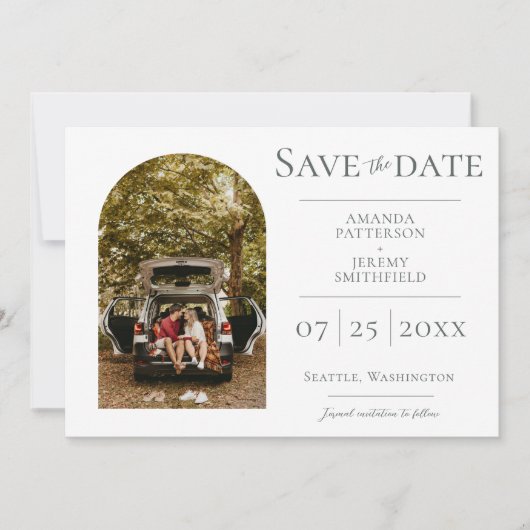 Save The Date Photo Arche simple | Blanc Enregistrer la date (Devant)
