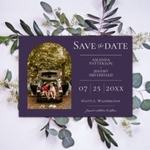 Save The Date Photo Arche simple Purple Enregistrer la date