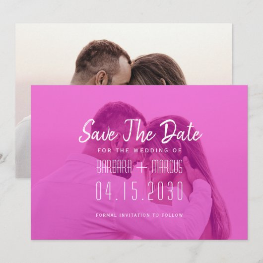 Save The Date Photo avec superposition rose (Devant / Derrière)