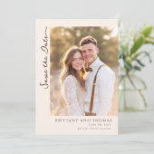 Save The Date Photo Beige Romantique (Debout devant)